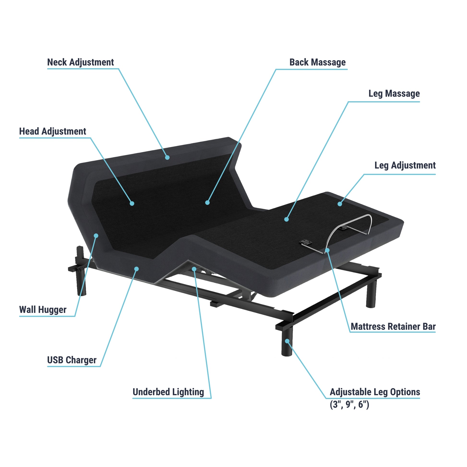 drift elite adjustable bed features