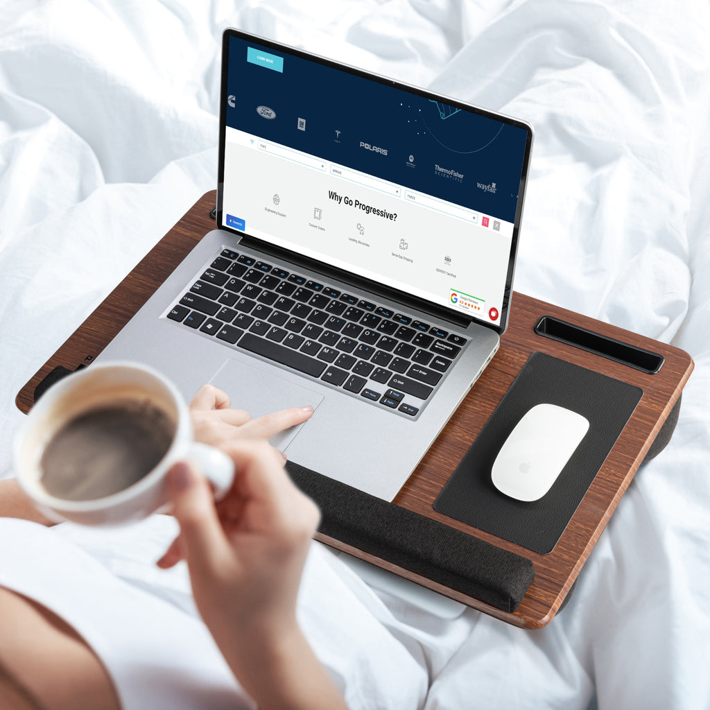 Lap Desk with Cushion Walnut in bed